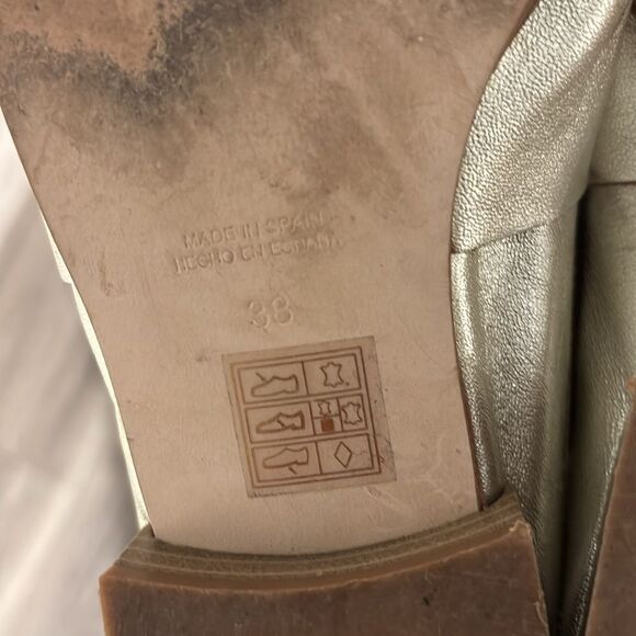 Free People Metallic Gold Mules Size 38 - Picture 3 of 5